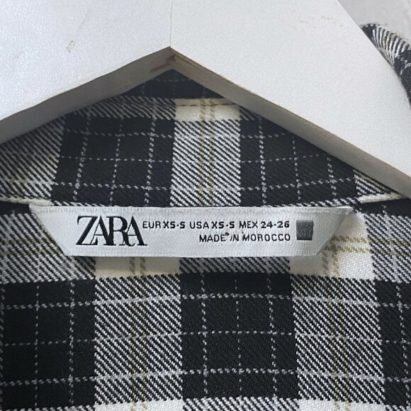 ZARA Oversized Plaid Shirt Size XS  Black Check Button Up Shacket NWOT - Picture 5 of 10